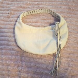 🪶Genuine Leather Banana Republic Cream Off White Shoulder Bag Tassel Fringe